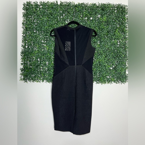 NWT Bardot Womens Black Croc Snake Textured Panel Sheer Cut Sheath Dress Size 8 - Picture 4 of 11